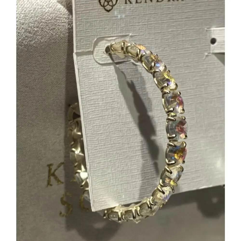 Kendra Scott Jolie Hoop Earrings Iridescent Dichroic Glass Gold Plated - Picture 8 of 12